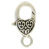 Lobster Clasp 26mm Fancy Heart Pattern Antique Silver